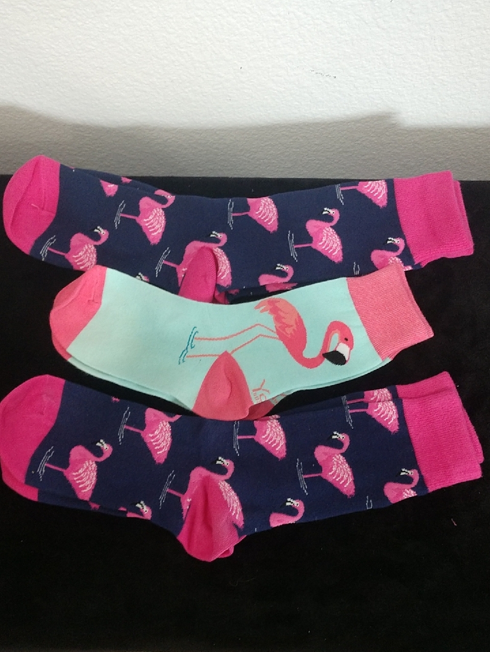 Women's Flamingo Crew Socks - Pink & Navy